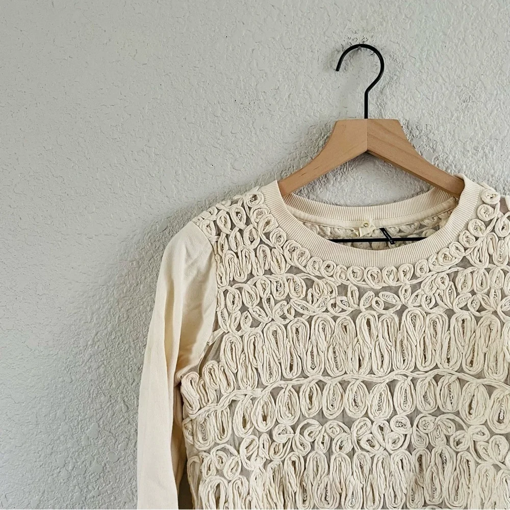 Anthropoliogie Cream Texture Pullover Top